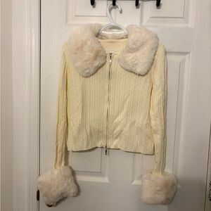 Cream Faux Fur Trimmed Jacket